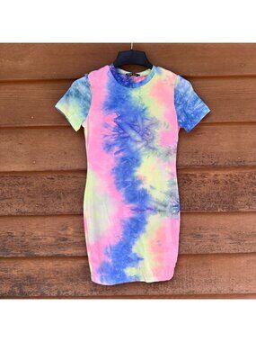 Tie-Dye Bodycon T-Shirt Dress Shein Womens Medium Multicolor